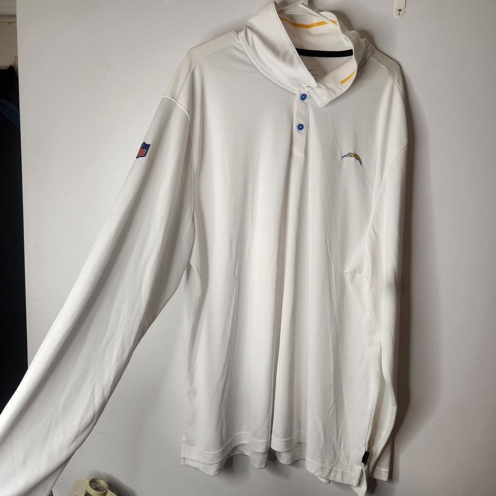 Nike NFL Los Angeles Chargers Dri-FIT Long Sleeve Polo Shirt Mens 3XL White